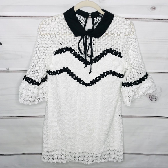 White Black Crochet Dress - Picture 3 of 4